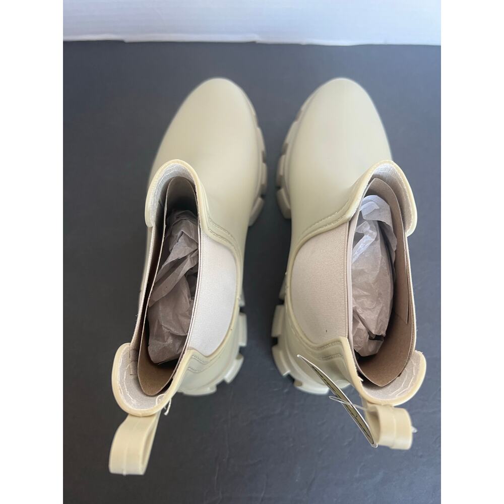NWT Jeffrey Campbell Cream Pleu Platform Lug Sole Pull‎ On Rain Chelsea Boots 9 - Picture 8 of 11